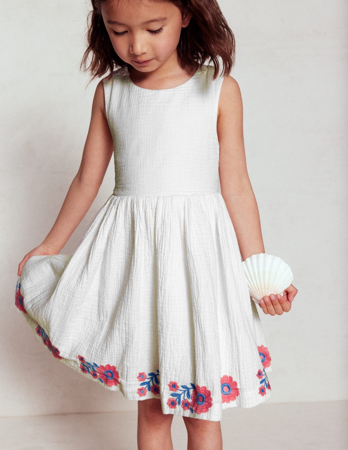 Harper Cross - Back Dress - White Embroidered
