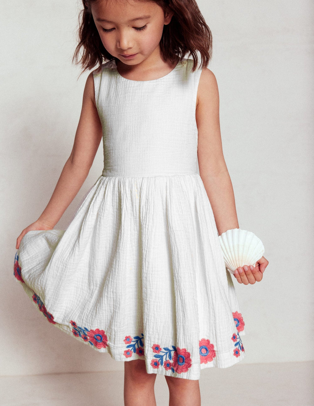 Harper Cross - Back Dress - White Embroidered