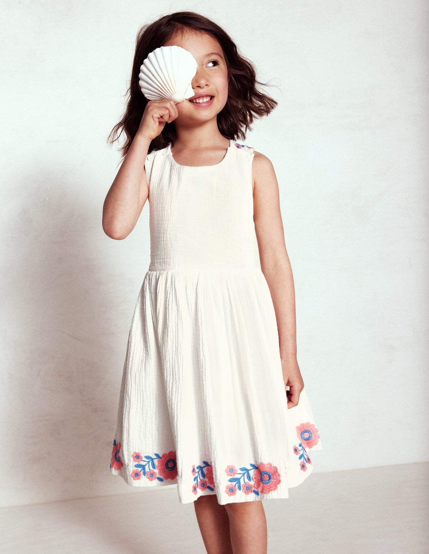 Harper Cross - Back Dress - White Embroidered