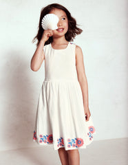 Harper Cross - Back Dress - White Embroidered