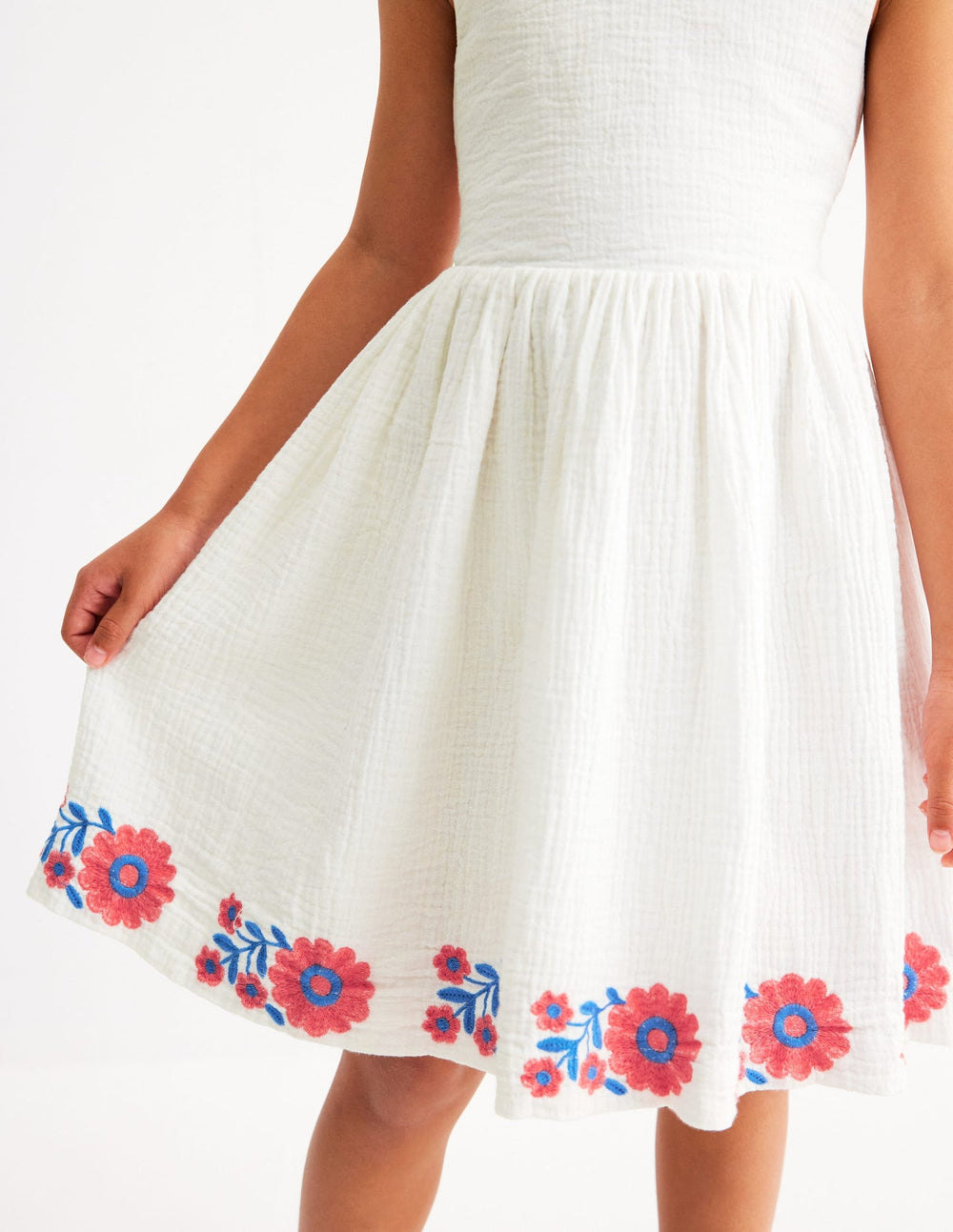 Harper Cross - Back Dress - White Embroidered