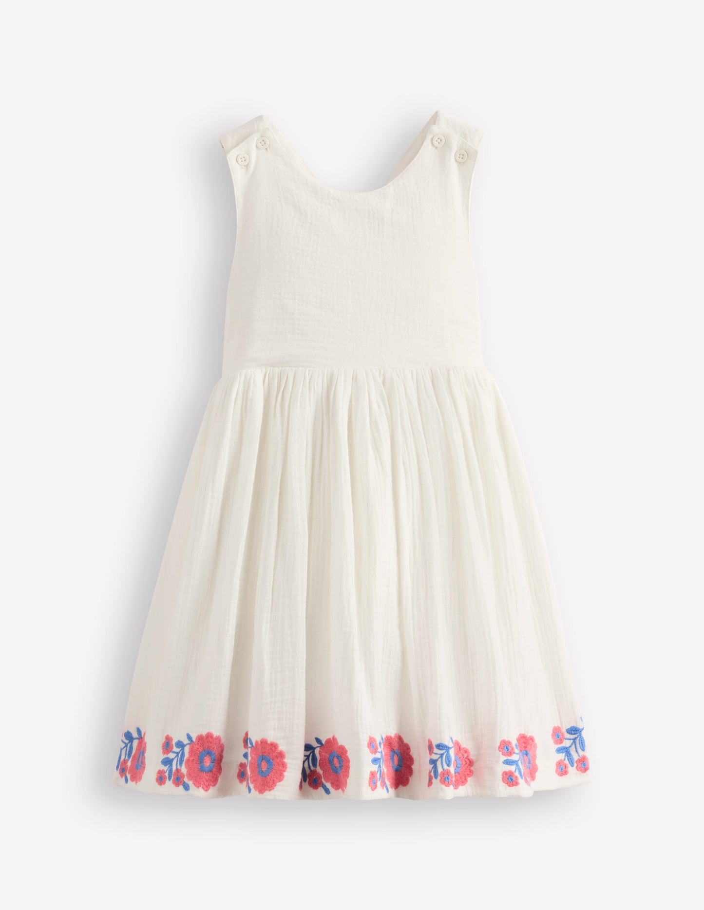 Harper Cross - Back Dress - White Embroidered