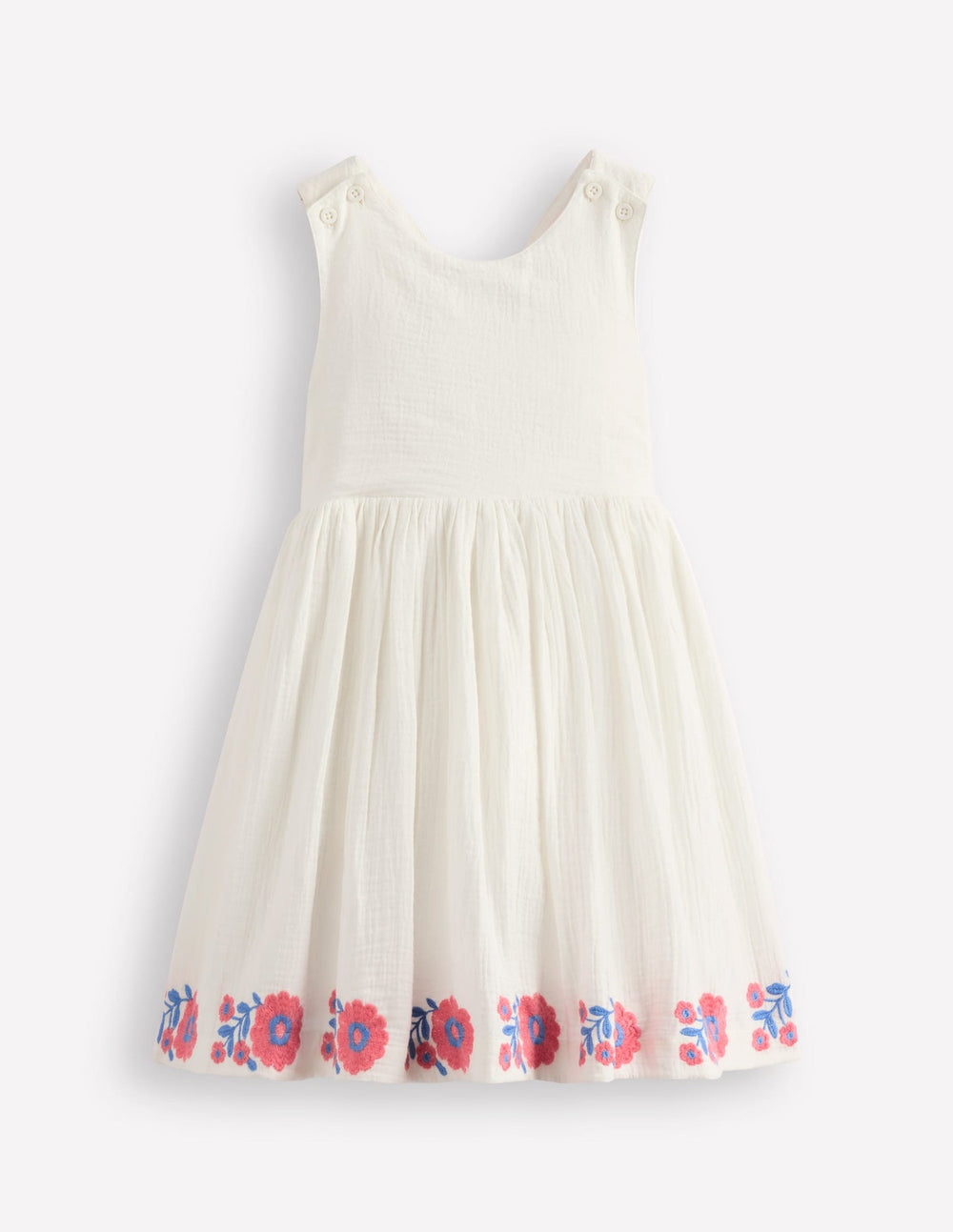 Harper Cross - Back Dress - White Embroidered