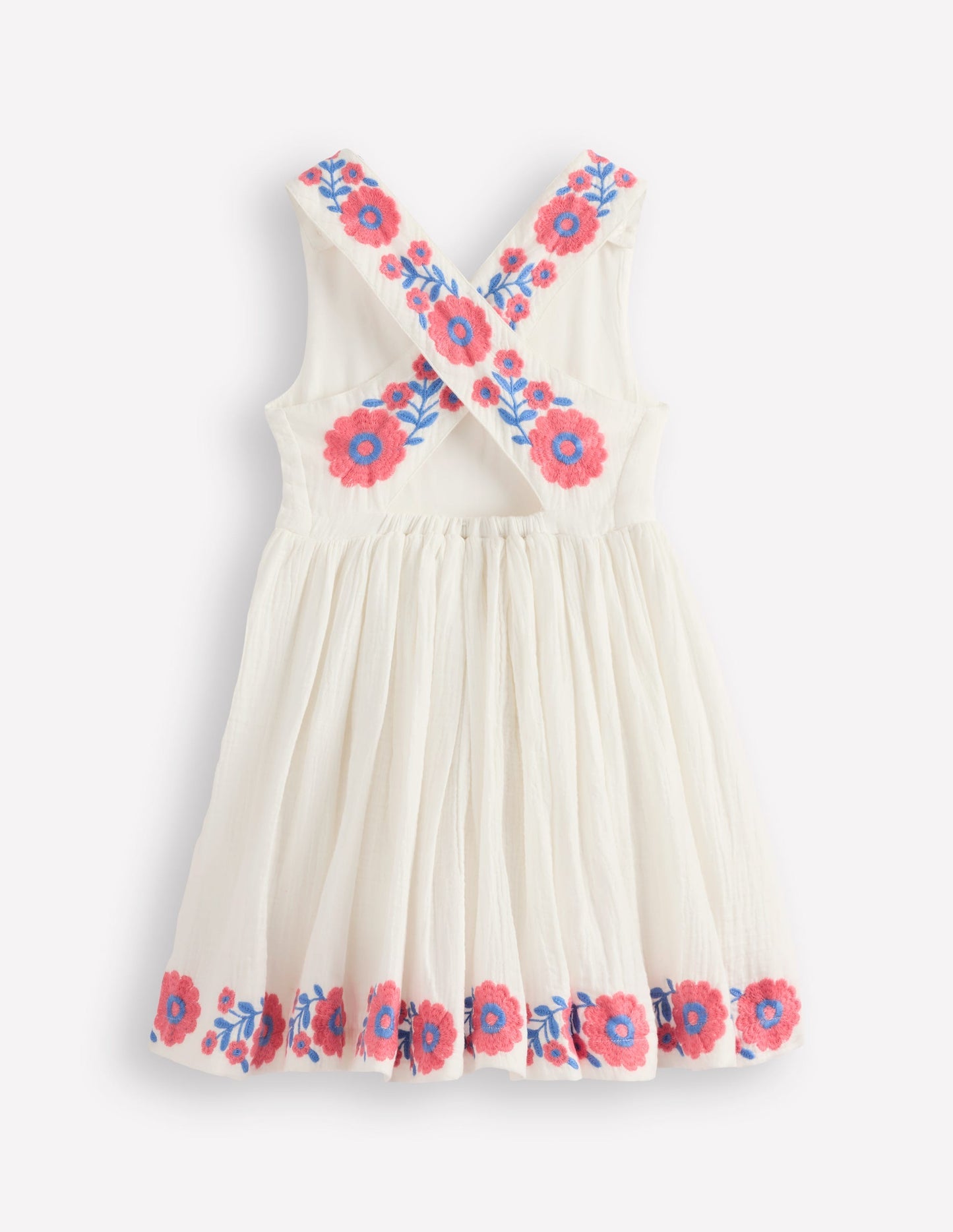 Harper Cross - Back Dress - White Embroidered