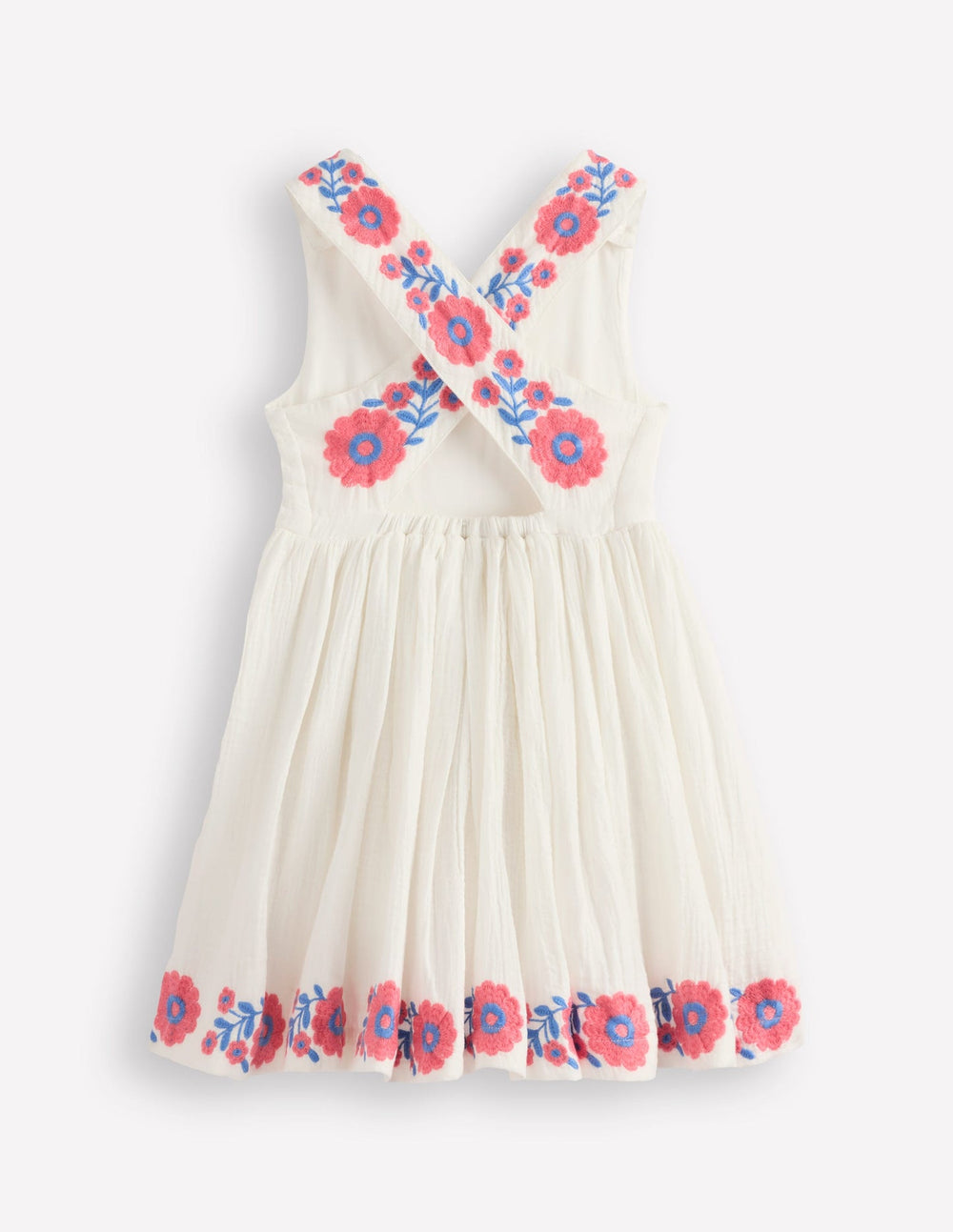 Harper Cross - Back Dress - White Embroidered