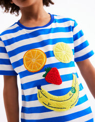 Short Sleeve Bouclé T-shirt - Gallery Blue/ Ivory Fruit Face