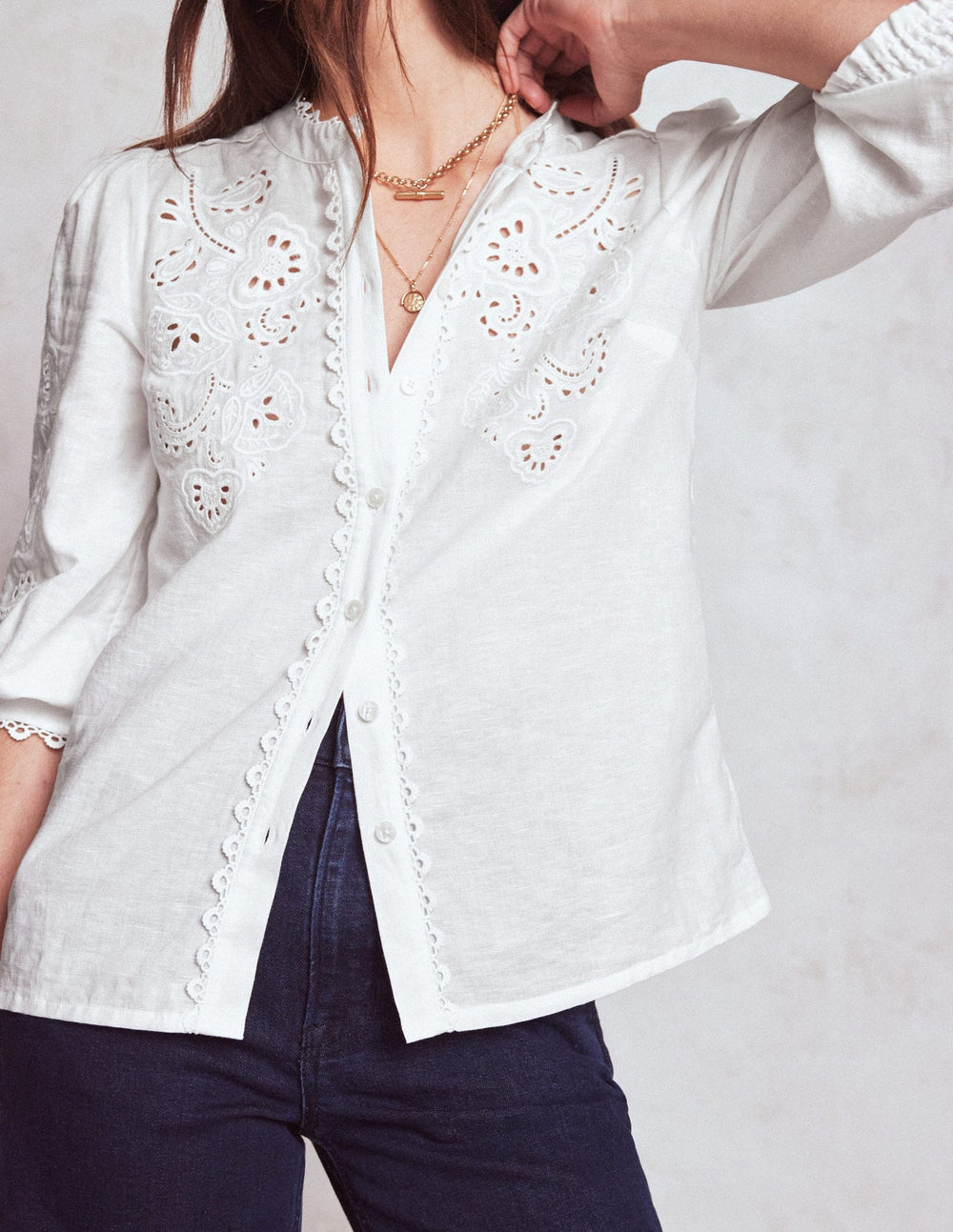 Alicia Cutwork Linen Top - White, Cutwork Embroidery