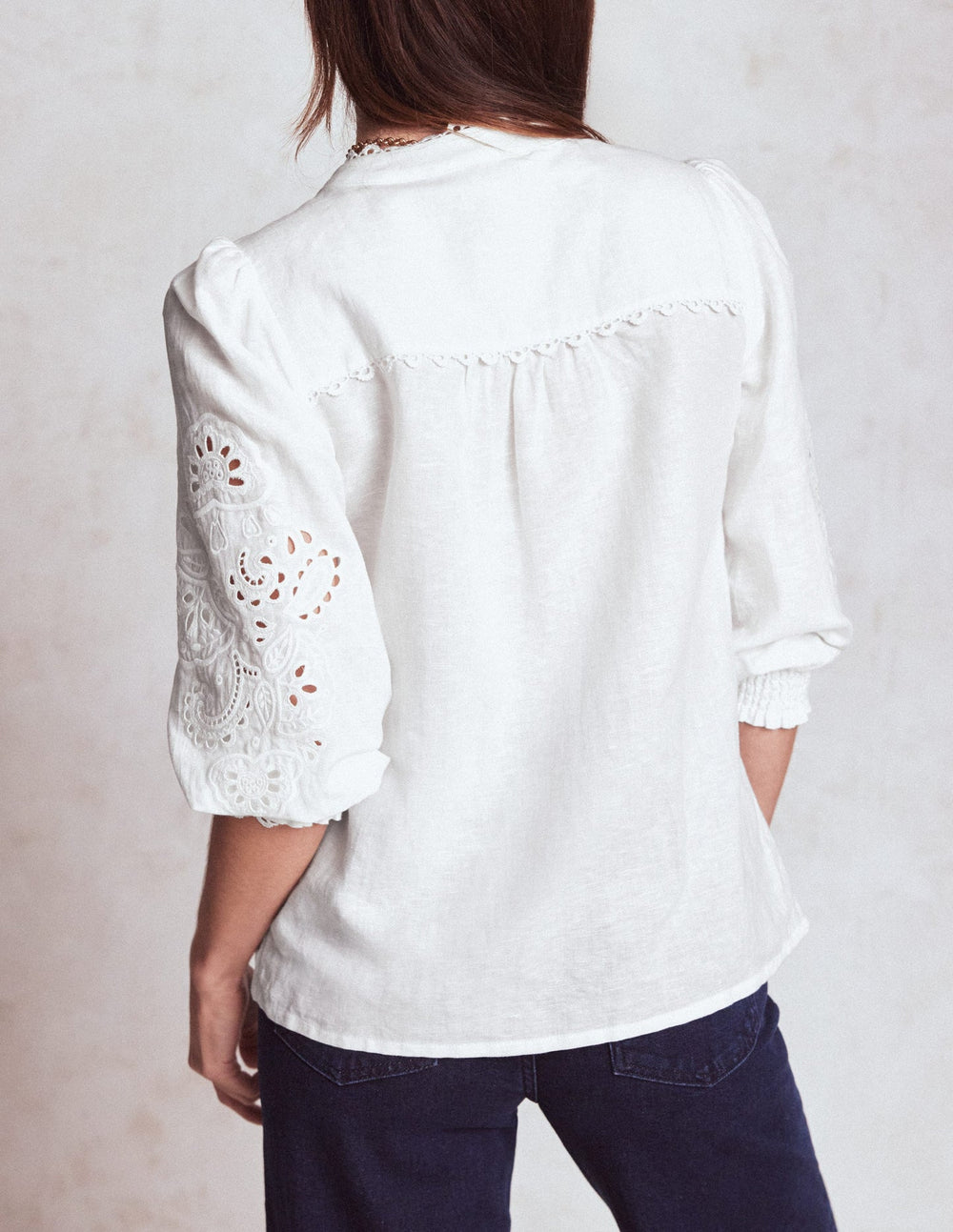 Alicia Cutwork Linen Top - White, Cutwork Embroidery