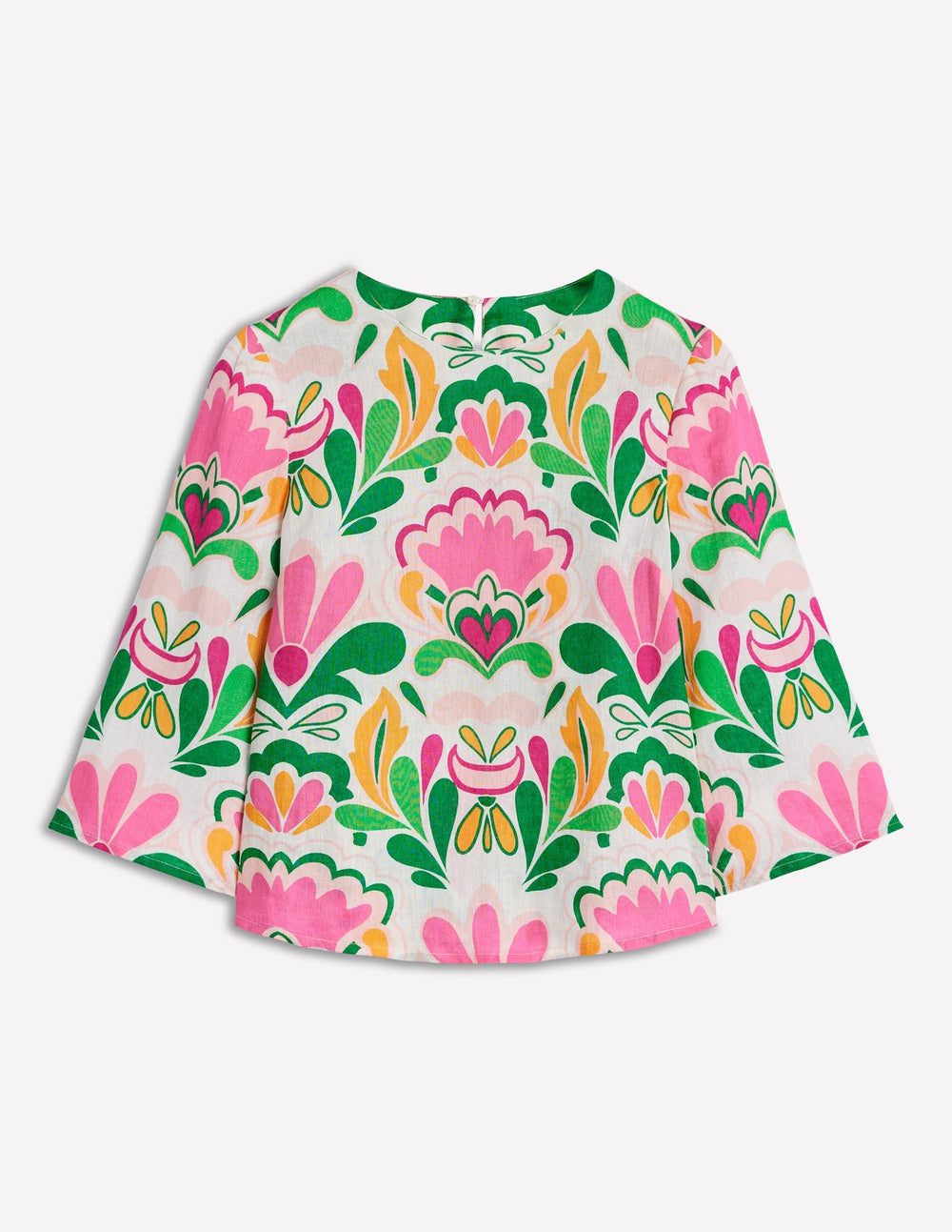 Fluted Sleeve Linen Top - Multi, Freesia Stamp