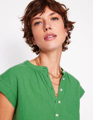 Sleeveless Double Cloth Top - Paradise Green