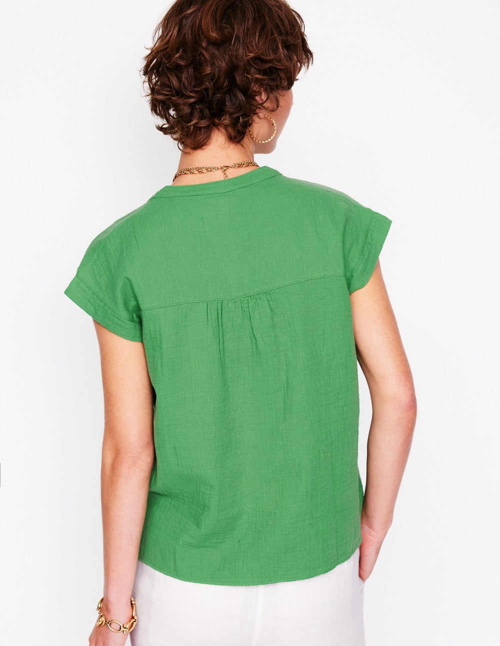 Sleeveless Double Cloth Top - Paradise Green