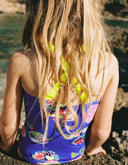 Cross - back Printed Swimsuit - Blue Heron Fish