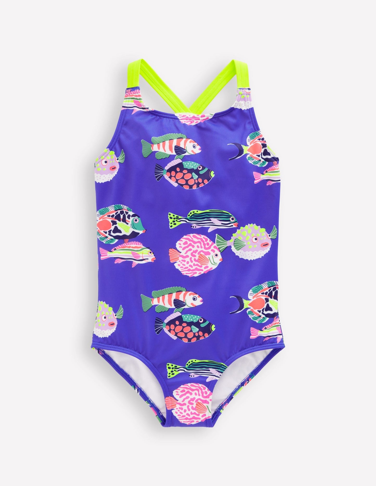 Cross - back Printed Swimsuit - Blue Heron Fish