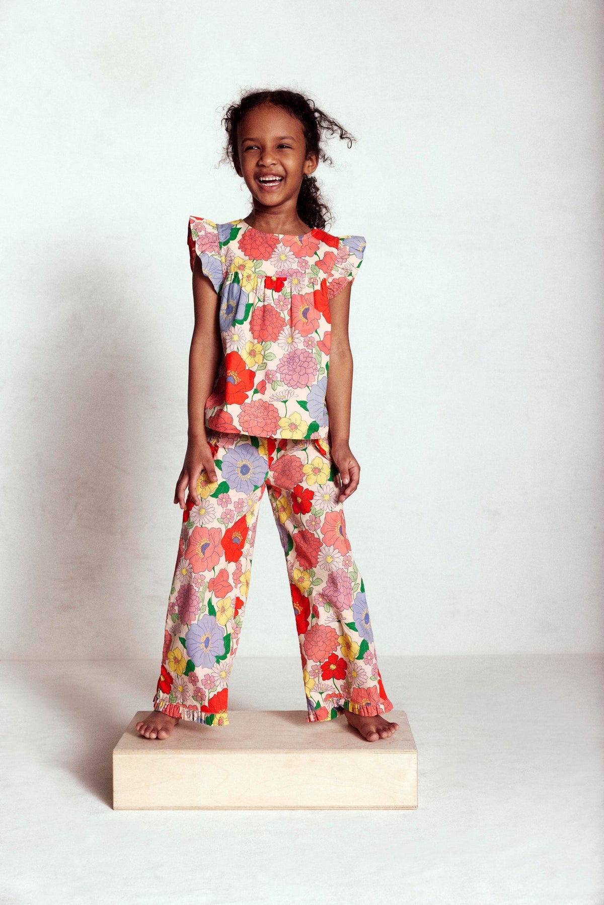 Frill Sleeve Woven Top - Multi Summer Garden