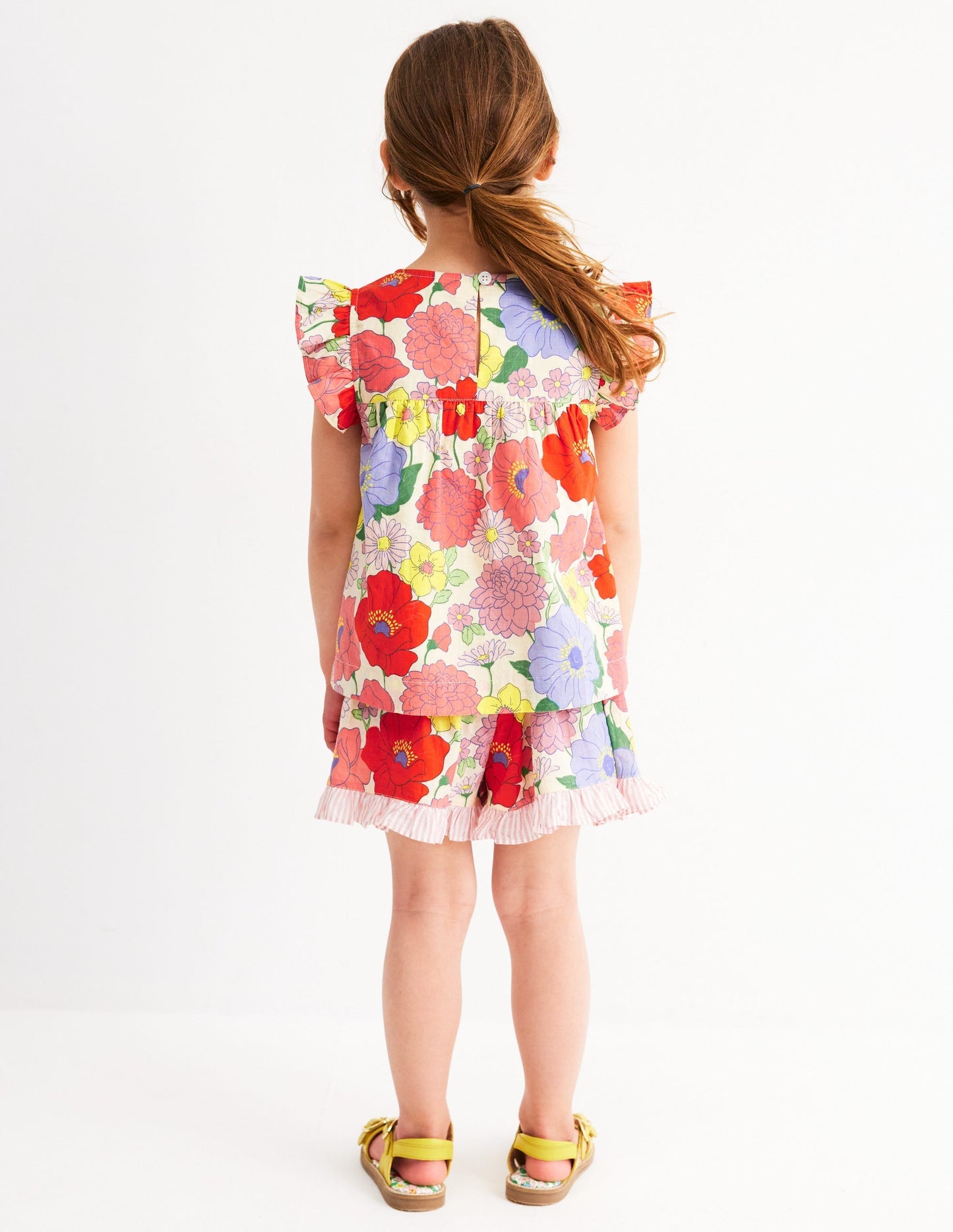 Frill Sleeve Woven Top - Multi Summer Garden