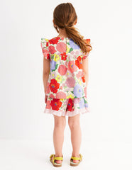 Frill Sleeve Woven Top - Multi Summer Garden
