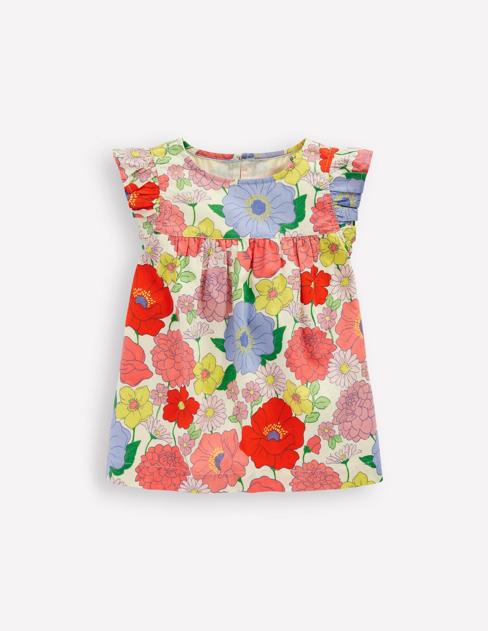 Frill Sleeve Woven Top - Multi Summer Garden