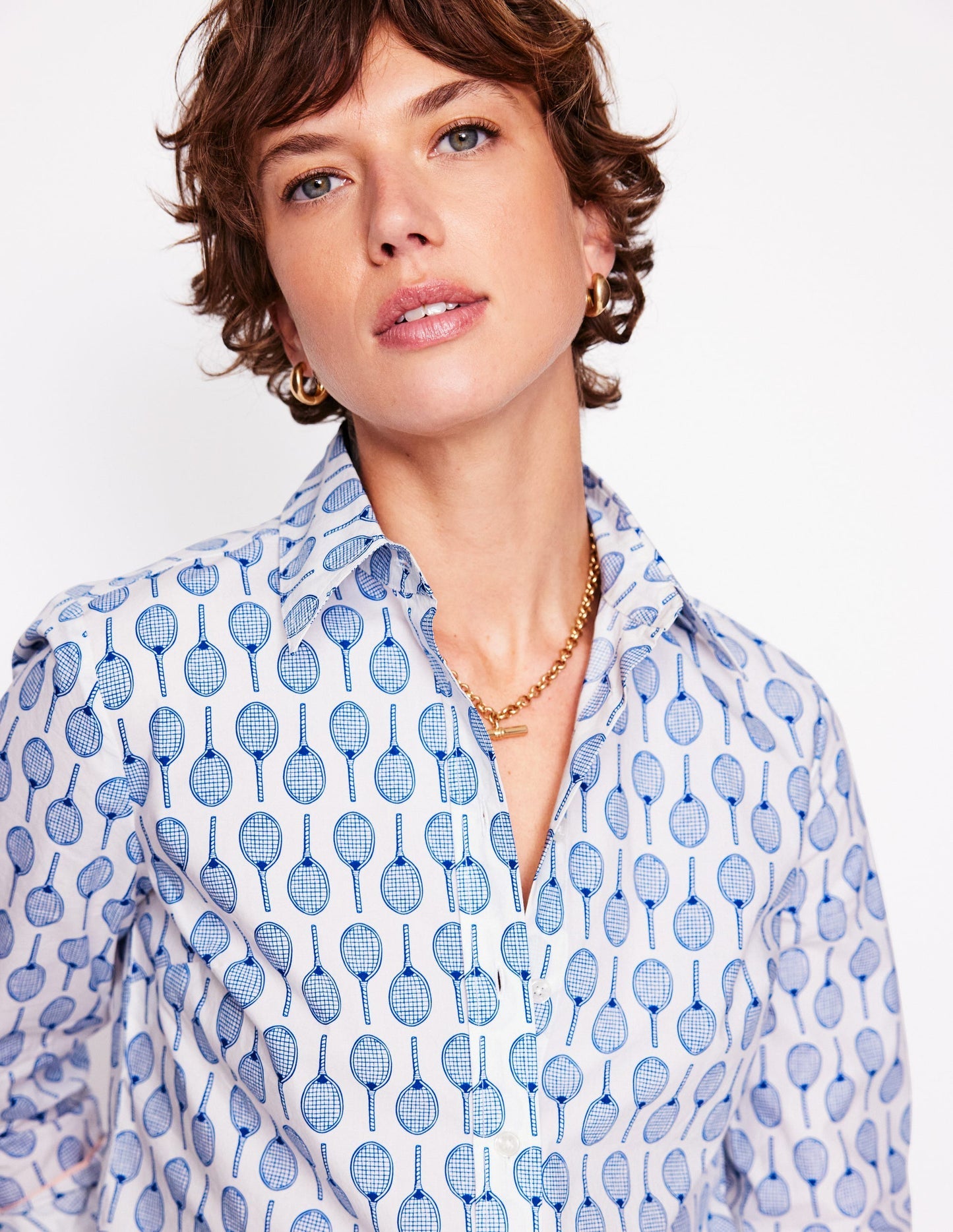 Sienna Cotton Shirt - Ivory, Tennis