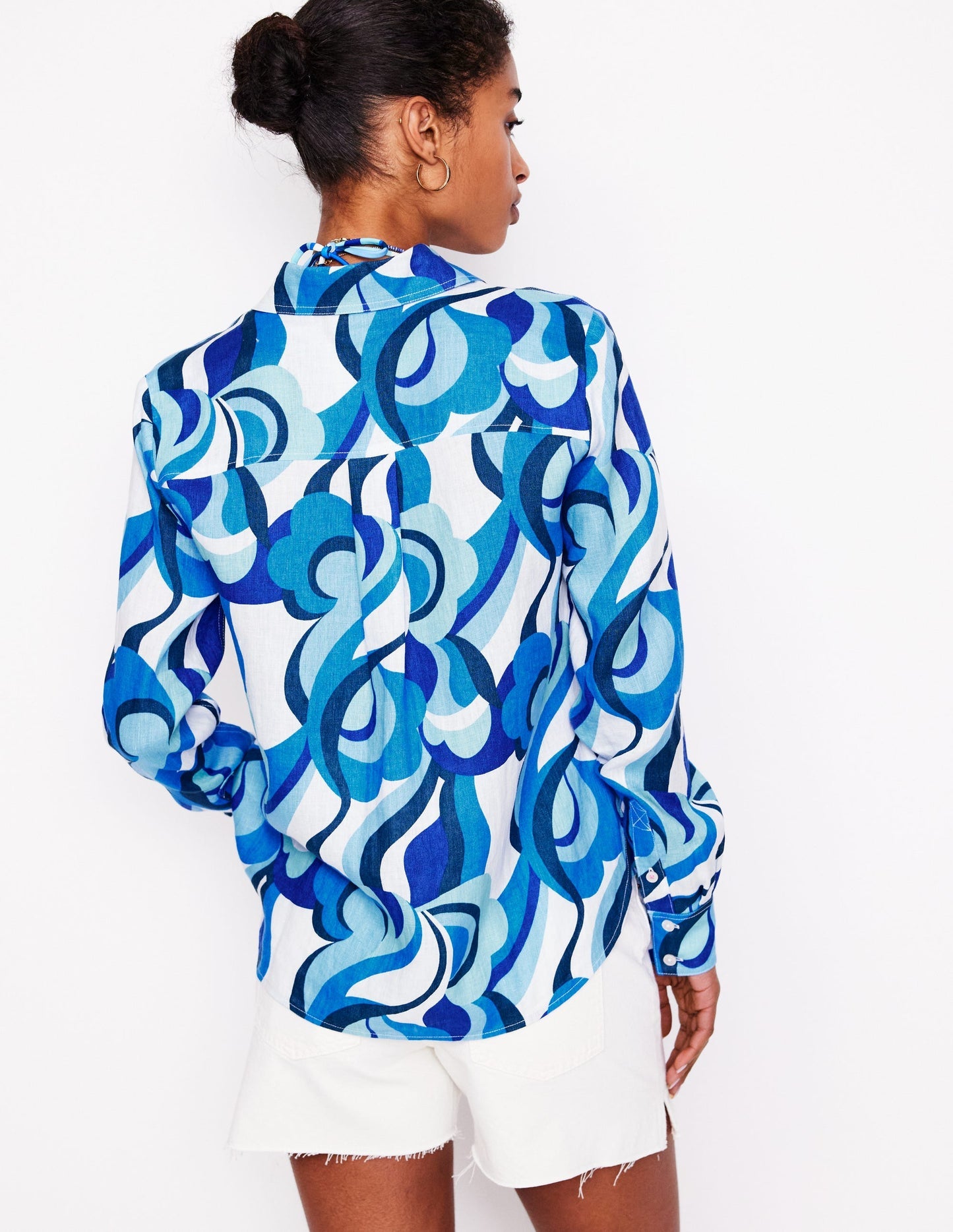 Sienna Linen Shirt - Multi Abstract Swirl