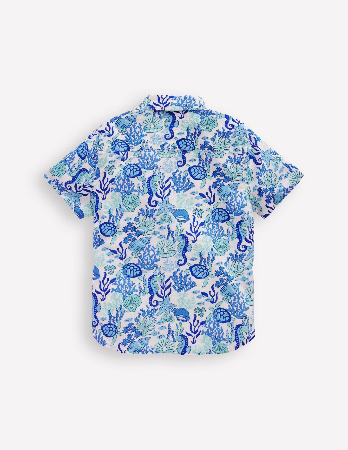 Cotton Linen Shirt - Blue Coral Cove