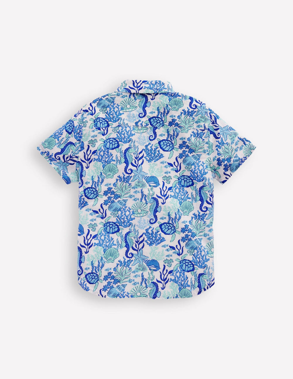 Cotton Linen Shirt - Blue Coral Cove
