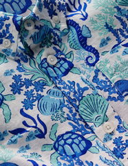 Cotton Linen Shirt - Blue Coral Cove
