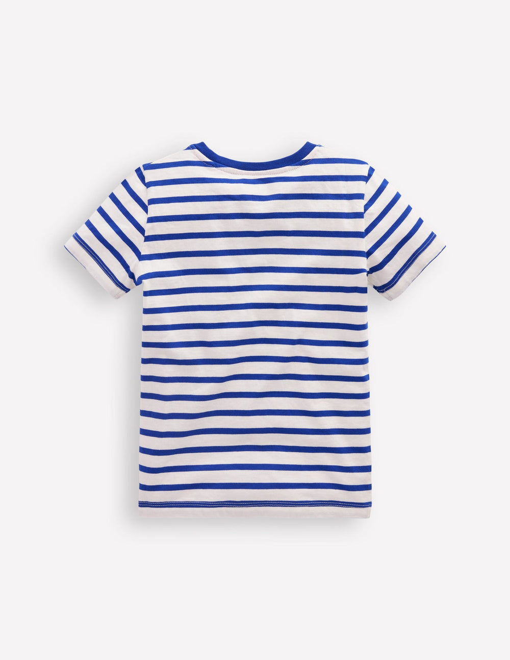 Short Sleeve Appliqué T-shirt - Bright Blue Stripe Fruit Dogs