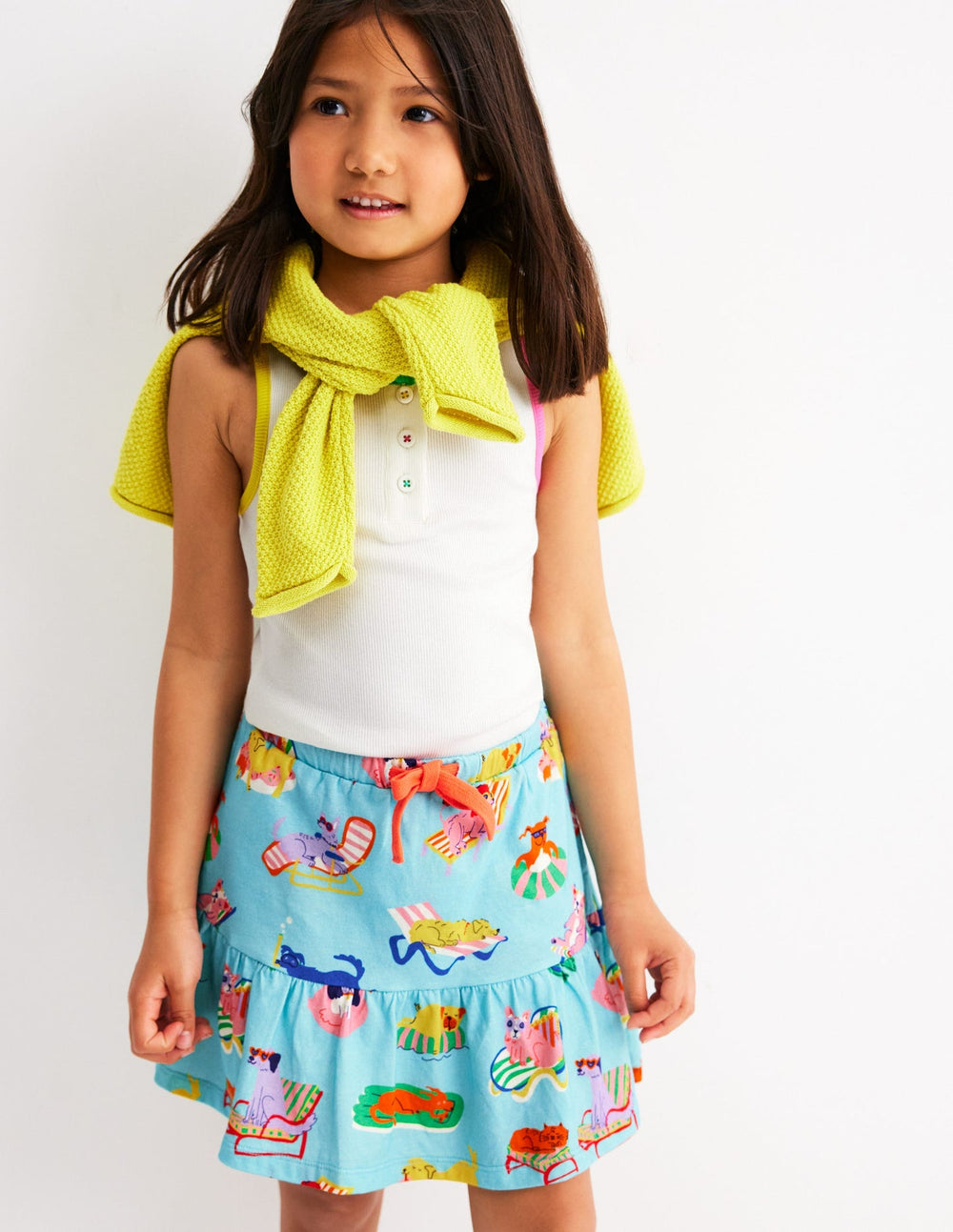 Tiered Jersey Skort - Caribbean Blue Poolside Pets