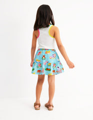 Tiered Jersey Skort - Caribbean Blue Poolside Pets