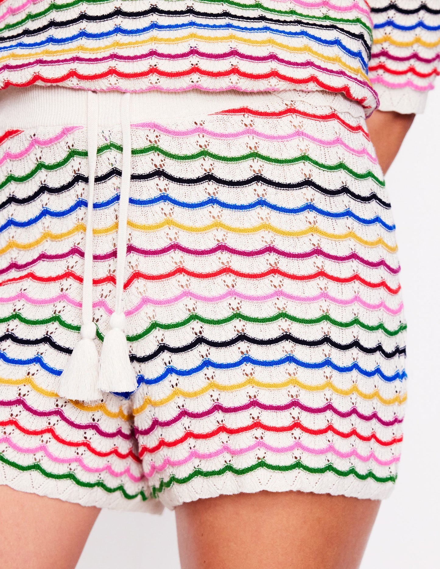 Textured Knitted Shorts - Multi Stripe