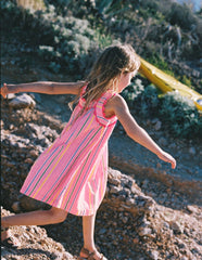 Maribel Strappy Swing Sundress - Pink Multi Stripe