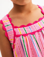 Maribel Strappy Swing Sundress - Pink Multi Stripe