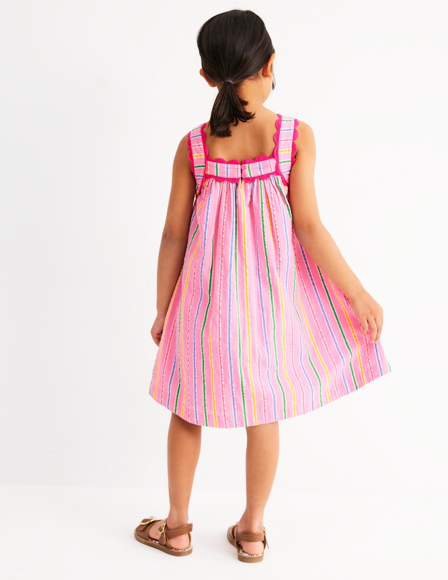 Maribel Strappy Swing Sundress - Pink Multi Stripe
