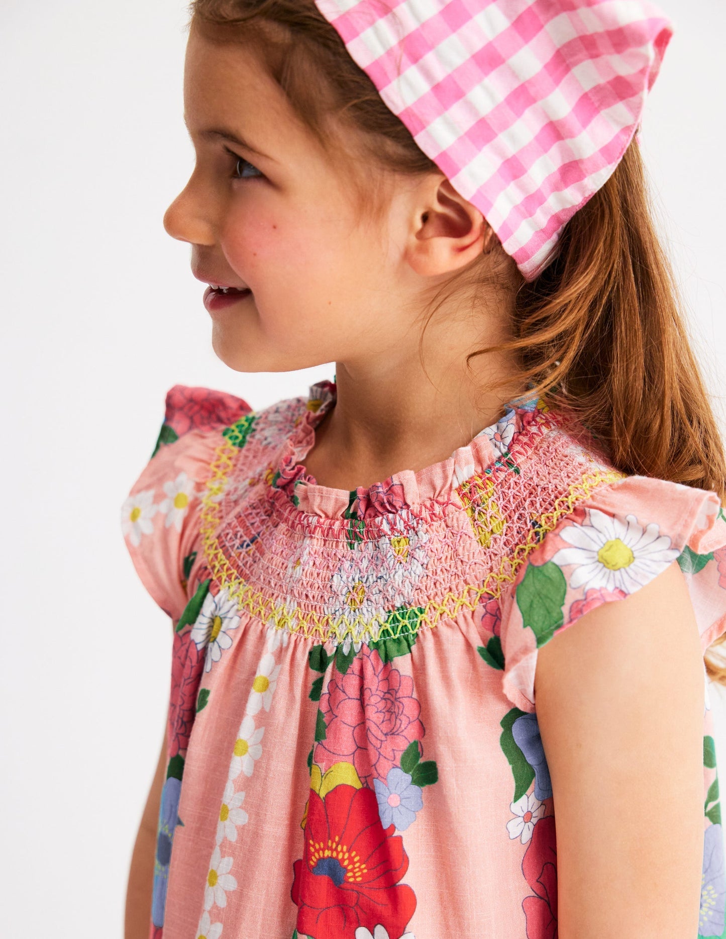 Holiday Smocked Dress - Chalk Pink Flower