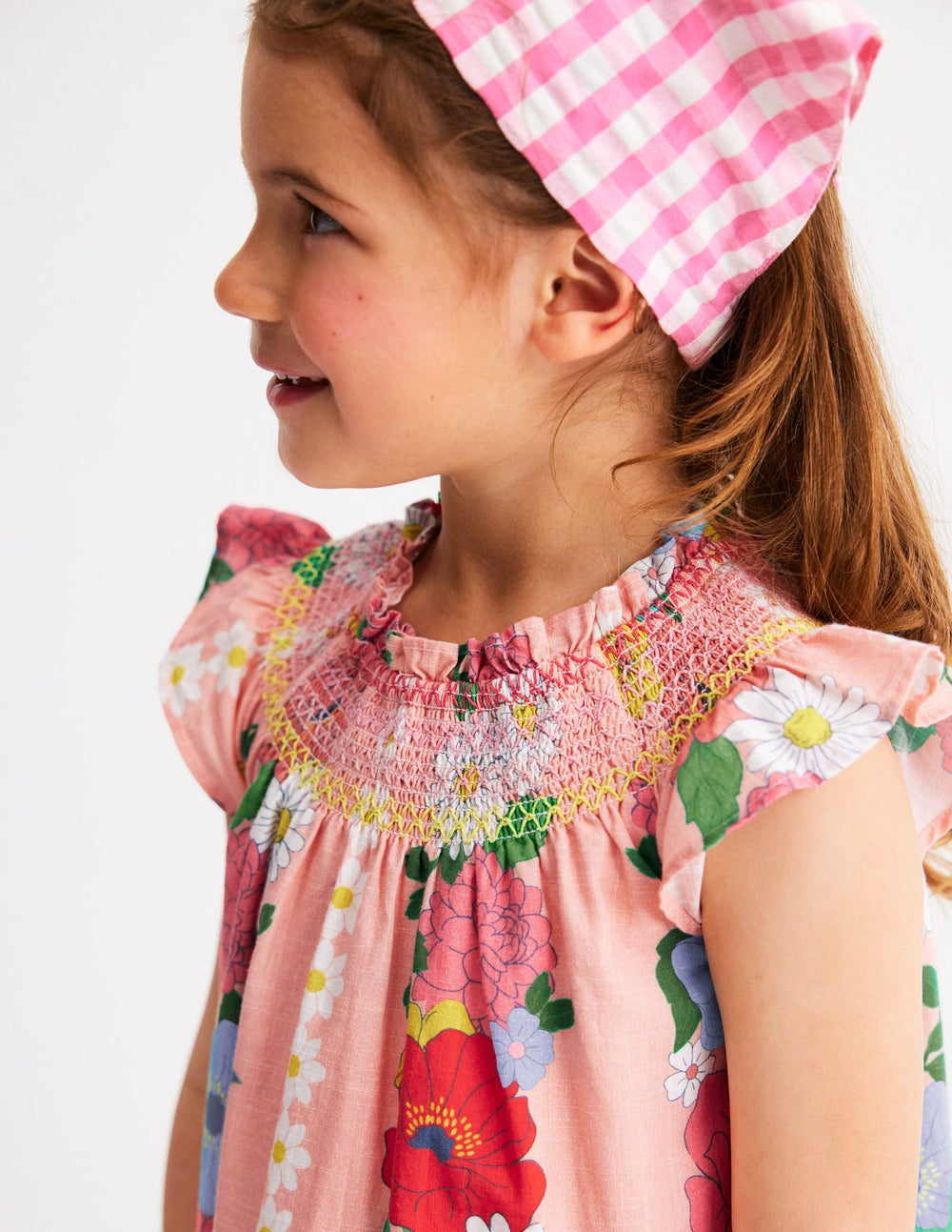 Holiday Smocked Dress - Chalk Pink Flower