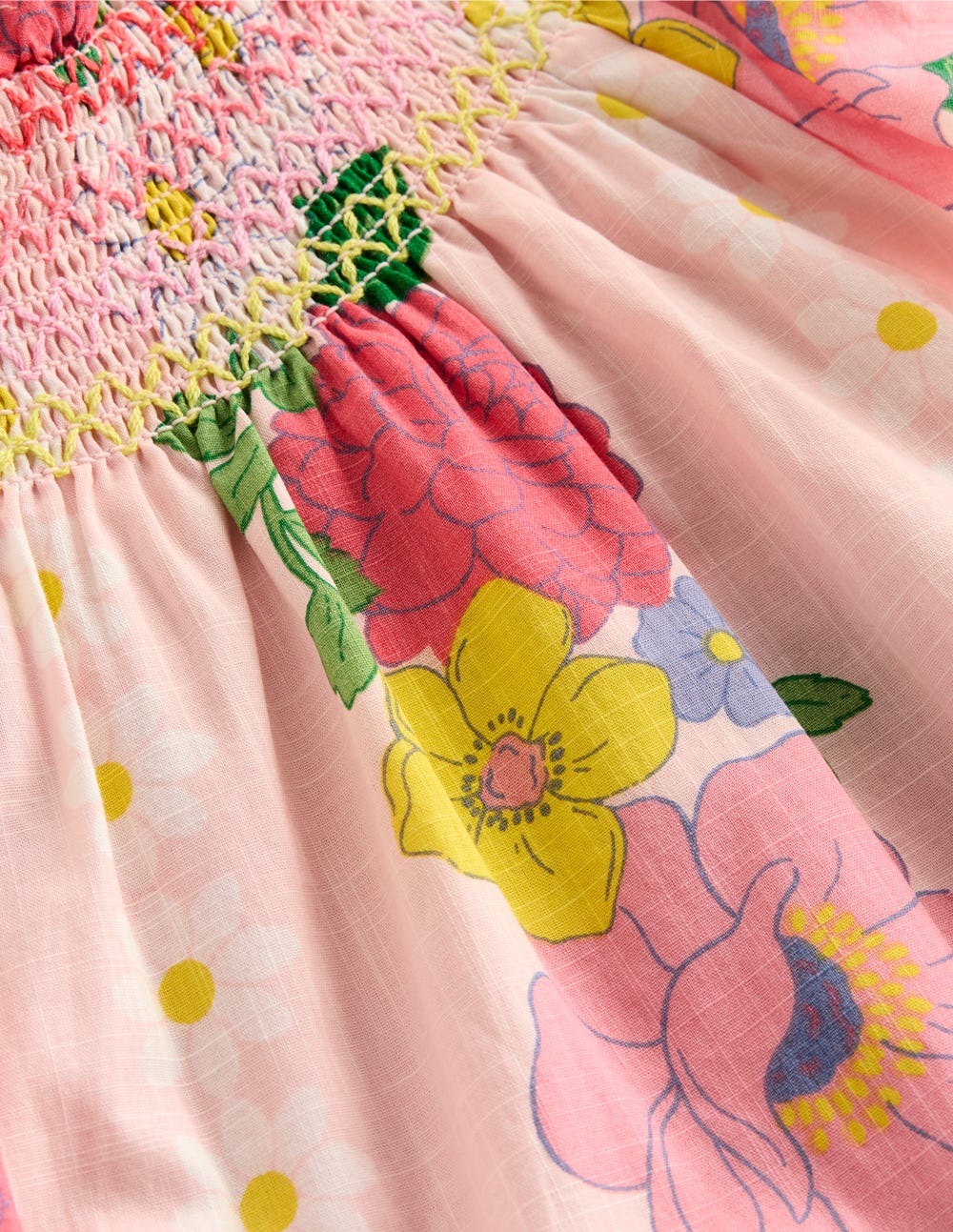 Holiday Smocked Dress - Chalk Pink Flower