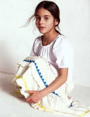 Ruffle Midi Skirt - Soft Ivory Rainbow