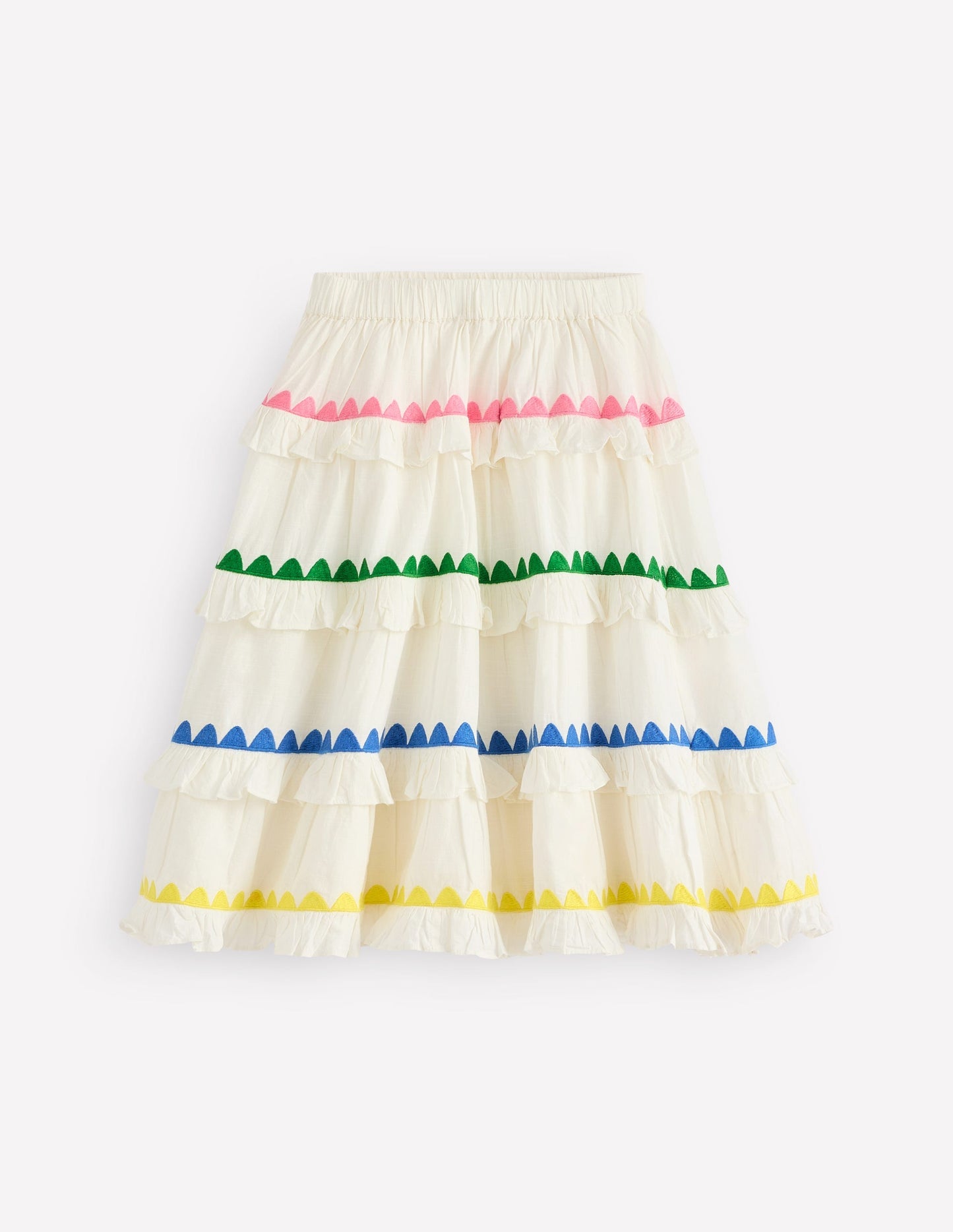 Ruffle Midi Skirt - Soft Ivory Rainbow