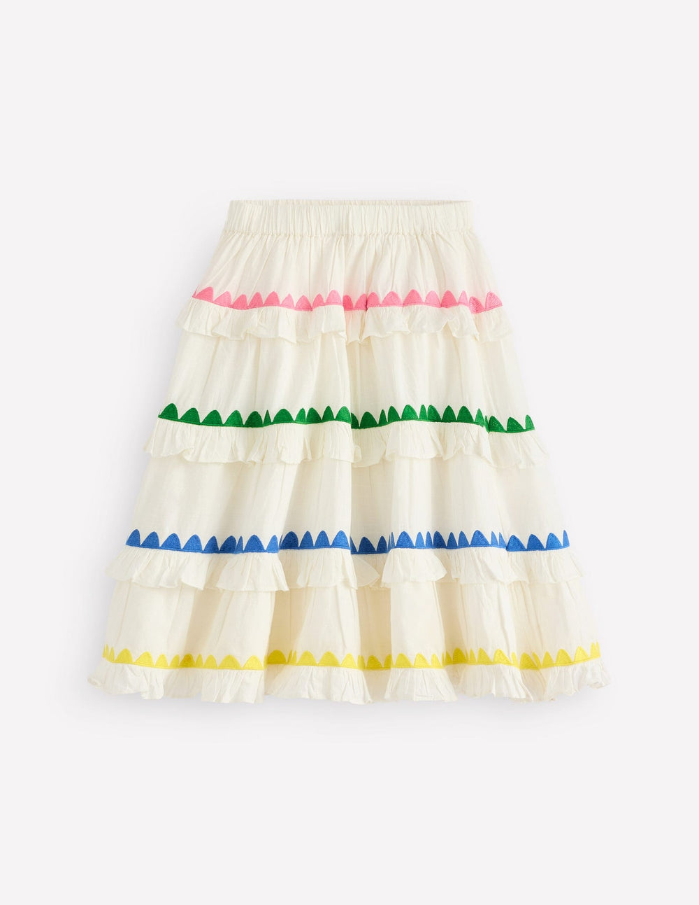 Ruffle Midi Skirt - Soft Ivory Rainbow