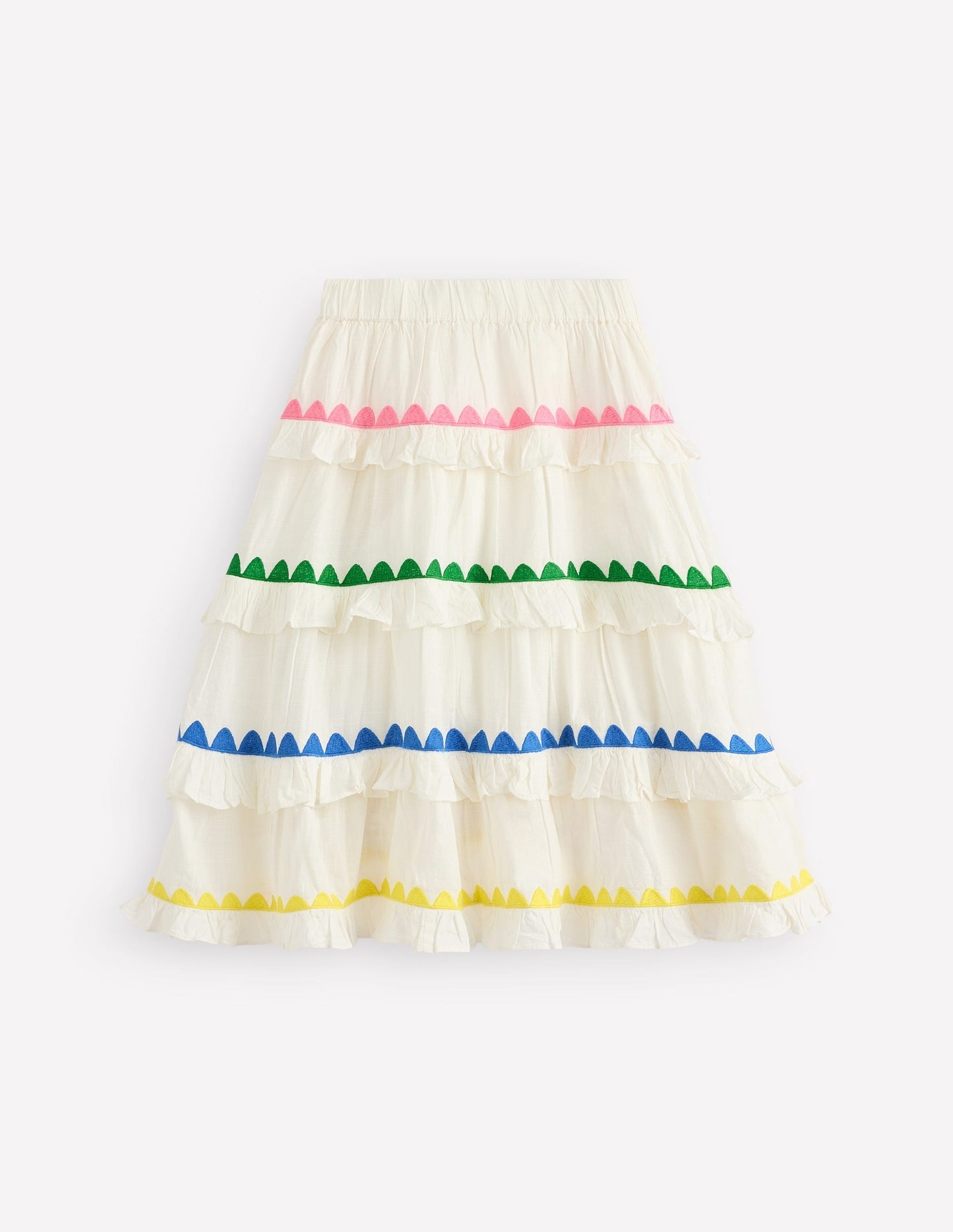 Ruffle Midi Skirt - Soft Ivory Rainbow