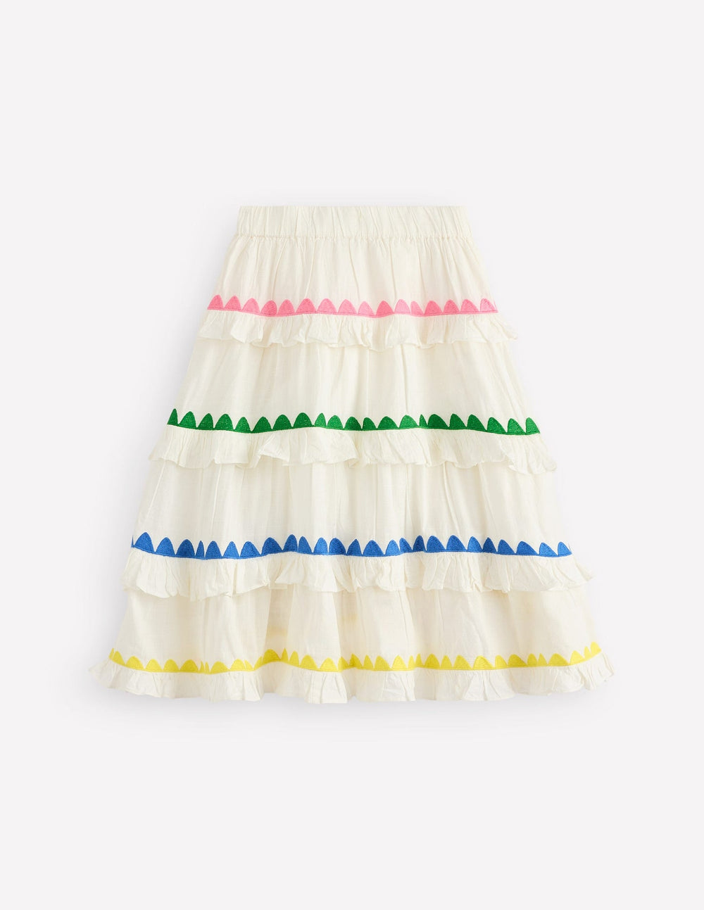 Ruffle Midi Skirt - Soft Ivory Rainbow