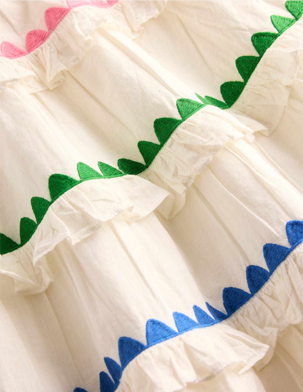Ruffle Midi Skirt - Soft Ivory Rainbow