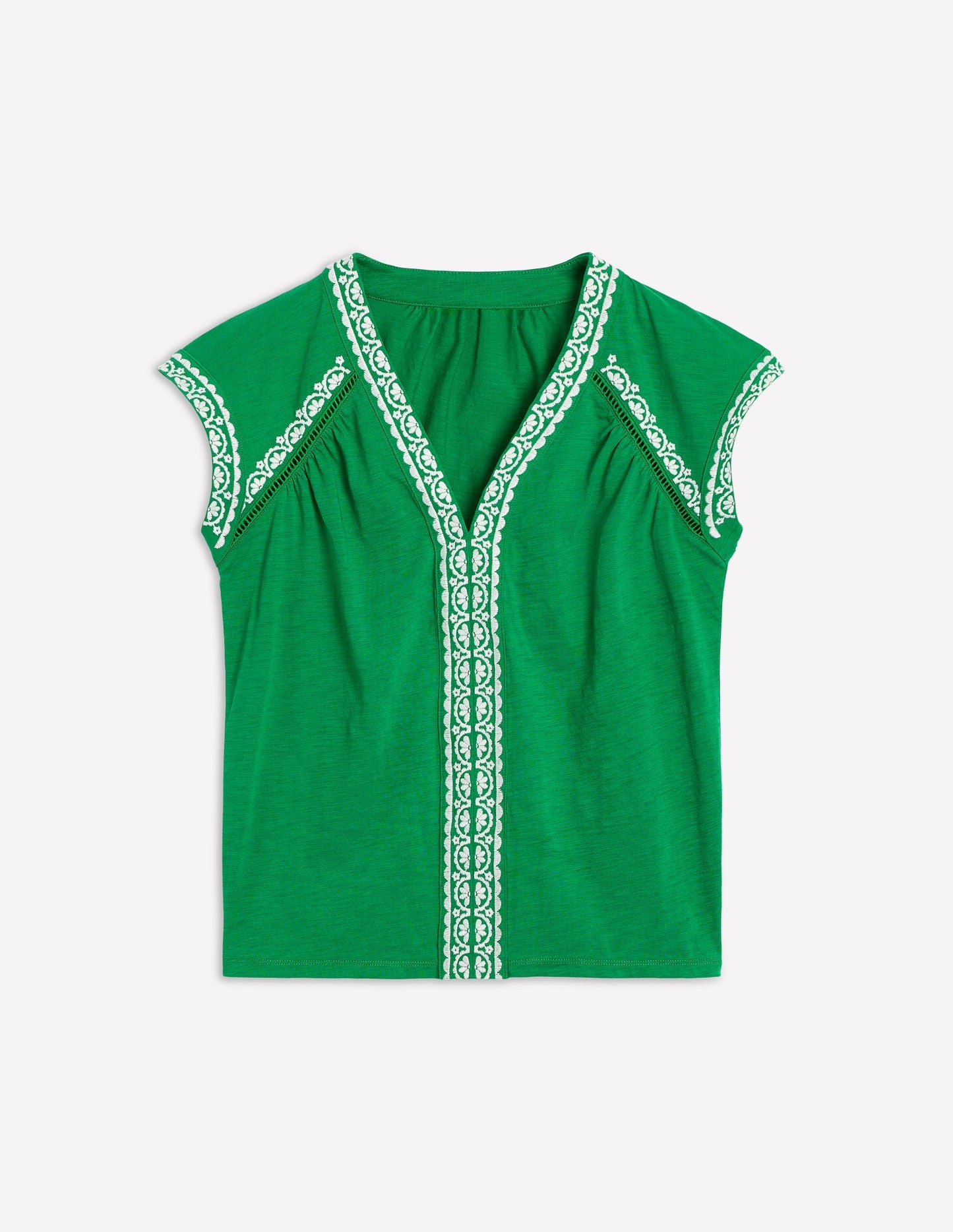 Hazel Cotton Embroidered Top - Rich Emerald