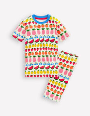 Snug Short John Pajamas - Fruit Stripe
