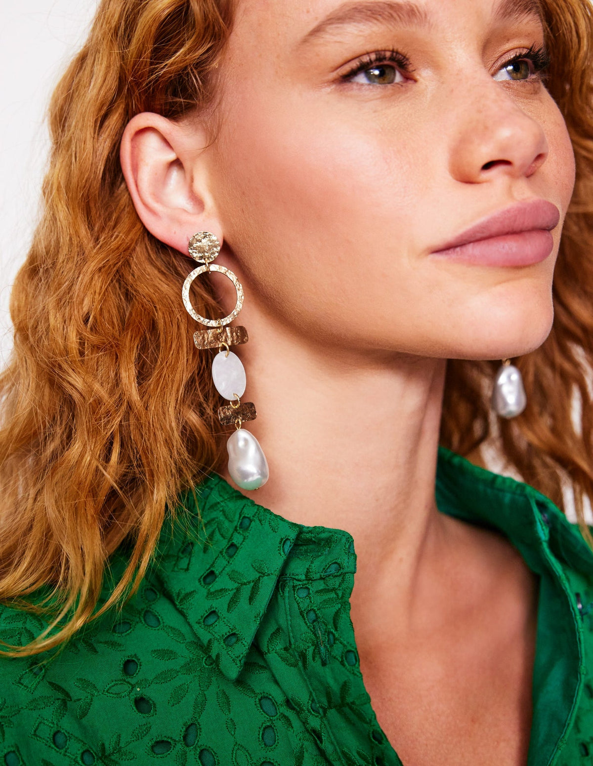 Statement Drop Earrings - Gold/Pearl
