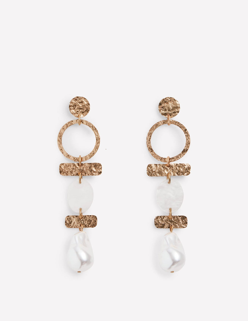 Statement Drop Earrings - Gold/Pearl