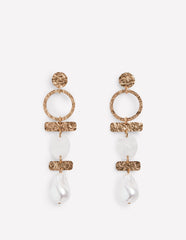 Statement Drop Earrings - Gold/Pearl