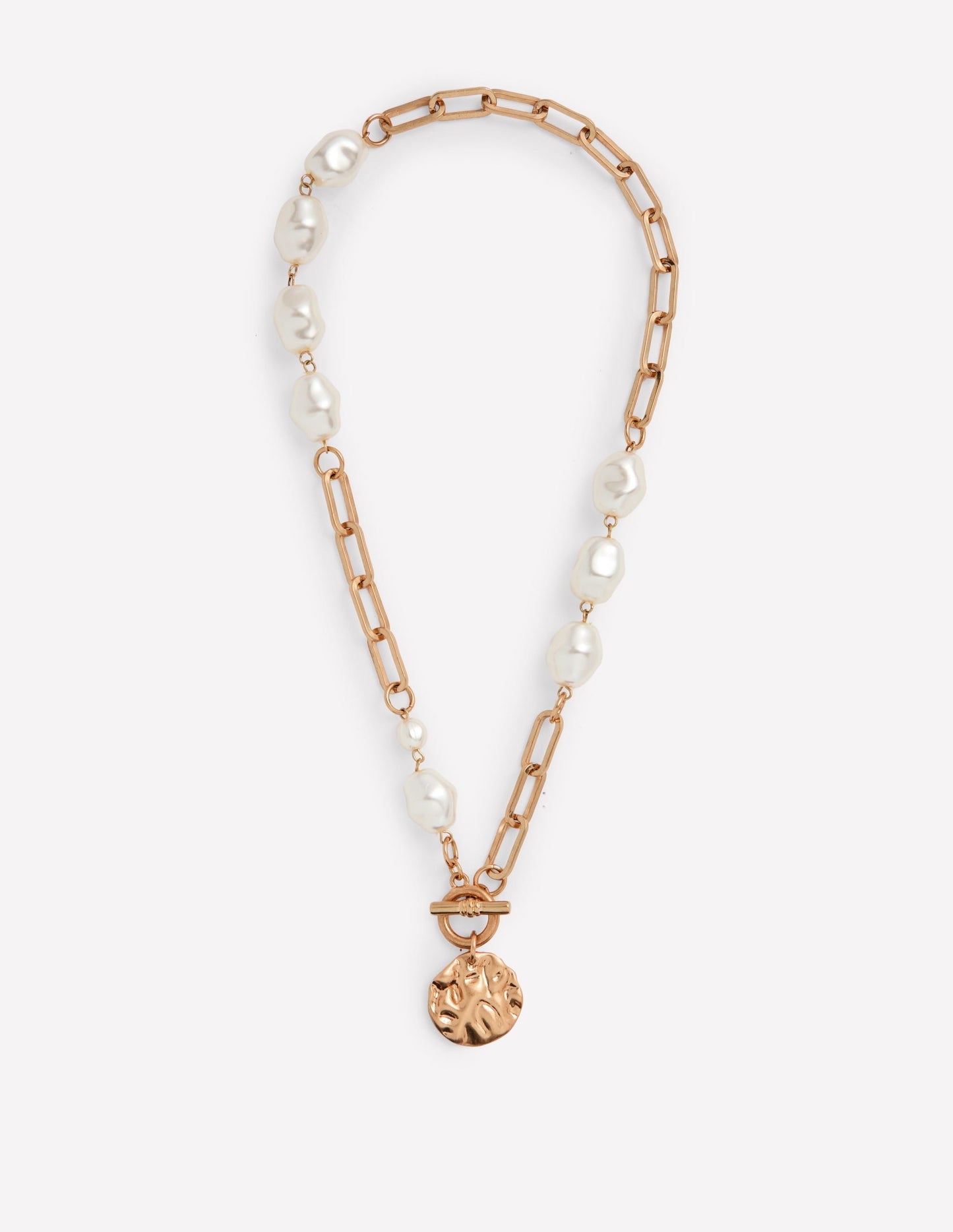 Weathered Faux Pearl Necklace - Gold/Pearl