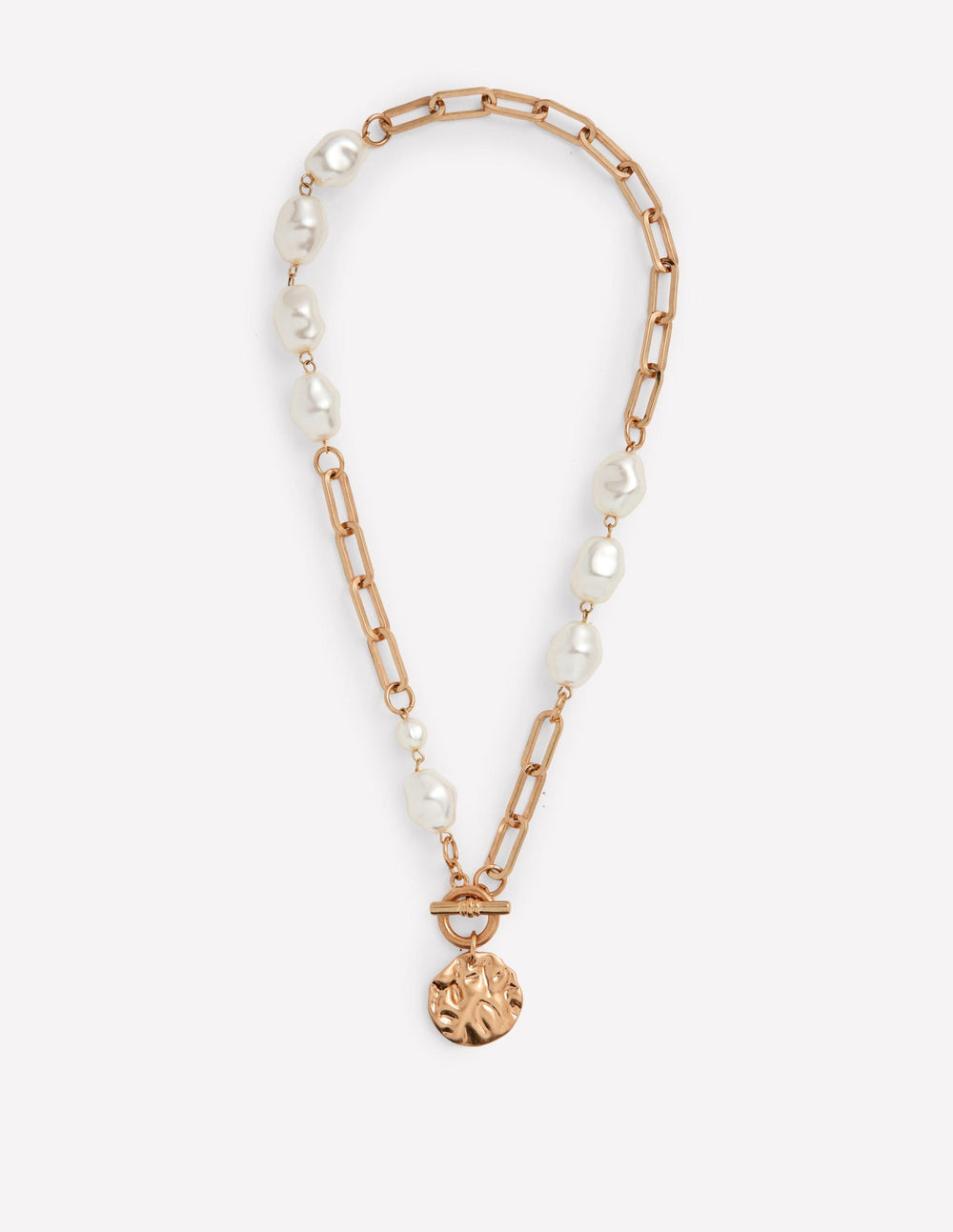 Weathered Faux Pearl Necklace - Gold/Pearl