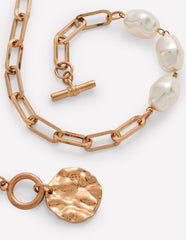 Weathered Faux Pearl Necklace - Gold/Pearl